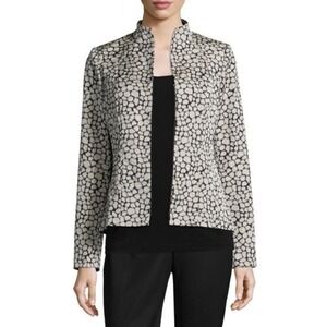 Lafayette 148 New York Women's Size 8 Black White Abstract Print Zip‎ Up Jacket